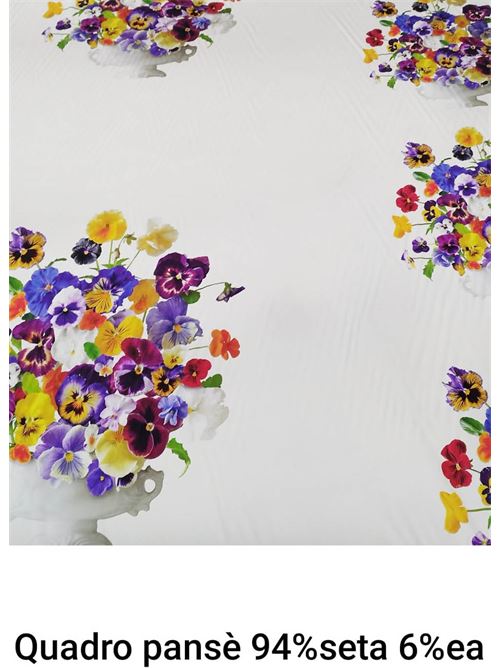 seta stretch con motivo floreale Laboratorio Capri | SETASTRETCHQUADROPANSEBIANCO